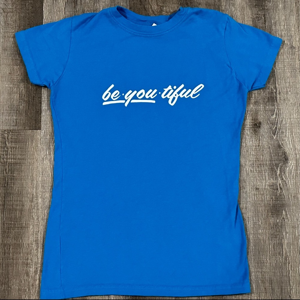 💞 Junior’s Small Blue “Be-You-Tiful” Tee